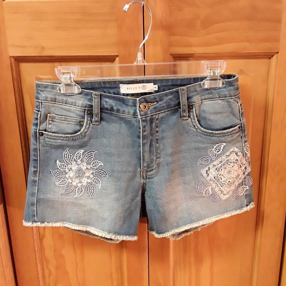 Billy T Embroidered Denim Shorts